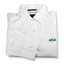 Ladies White L/S Blouse w/Green ASCO Logo